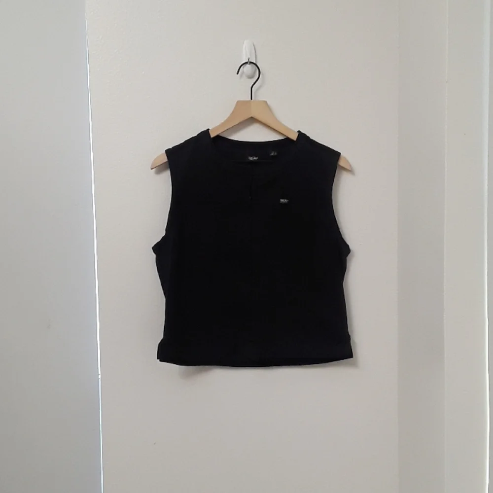 Mossimo Black Sleeveless Crop Jacket - Size Large - Picture 1 of 6